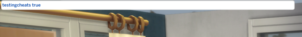 Ein weißes Cheat-Feld in Die Sims 4 mit dem Cheat-Code zum Aktivieren von Cheats darin.