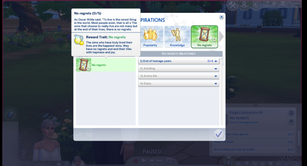 Keine Reue Aspiration Sims 4