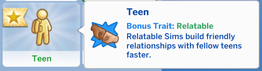 Das identifizierbare Merkmal für Teenager in Die Sims 4, die eine Teenager-Aspiration wählen.