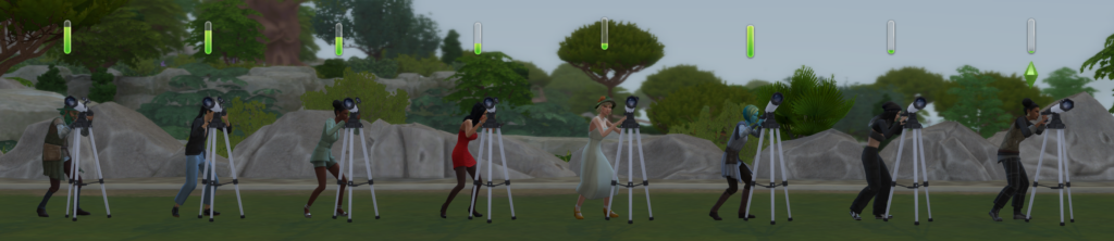 Sims schauen in den Himmel durch die neuen kleineren Teleskope