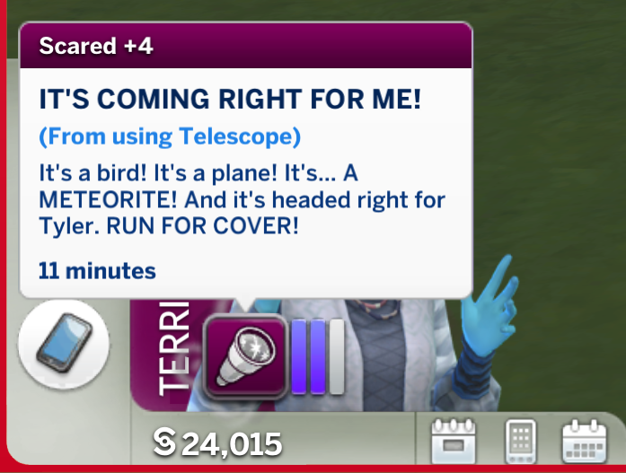 Ein Sim kurz vor dem Tod durch Meteorit in Die Sims 4
