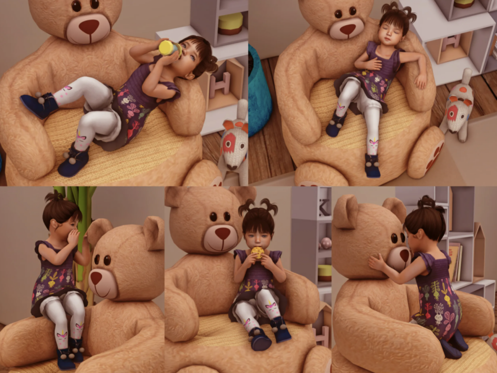 Teddybärstuhl-Posen