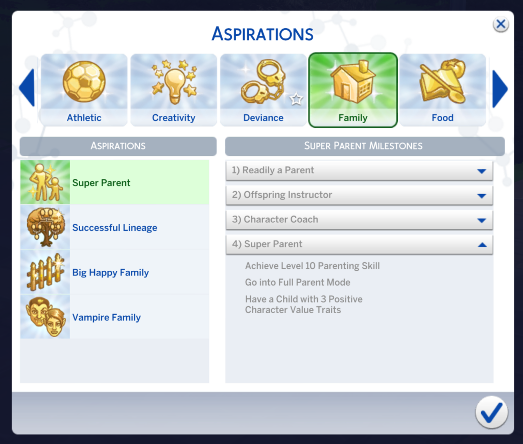 sims 4 super elternteil aspiration