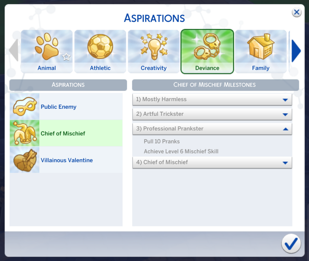 Aspirationsstufe für professionellen Scherzbold in Die Sims 4 - Meister des Unfugs