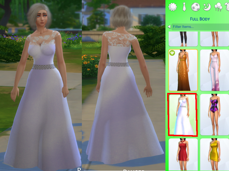 Ein vintage Sims 4 Brautkleid mit Spitze oben und einem lustigen Gürtel