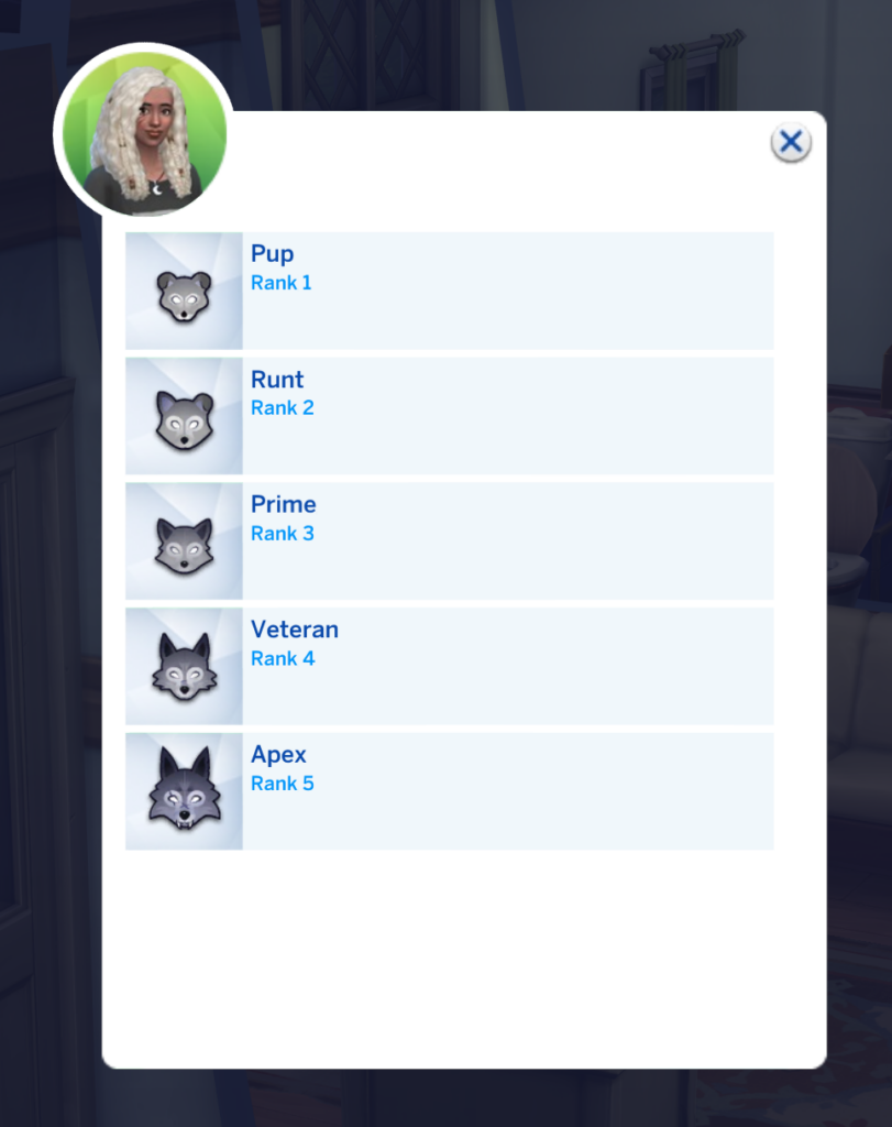 Cheats für Werwolf-Ränge in Die Sims 4