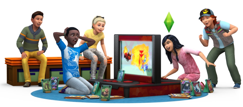 Ein Bild von einigen Kindern aus The Sims 4, die Void-Kreaturen spielen