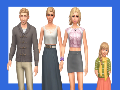 Ein Bild des Bjergsen-Haushalts, der in Windenburg in Die Sims 4 lebt.