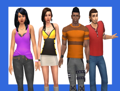 Ein Bild des Partihaus-Haushalts, der in Windenburg in Die Sims 4 lebt.