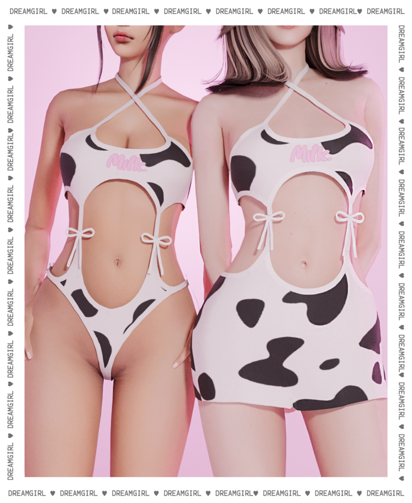 Zwei Sims mit unterschiedlichen Frisuren, eine hochgesteckt und eine offen. Beide tragen Sims CC-Unterwäsche, auf der das Wort