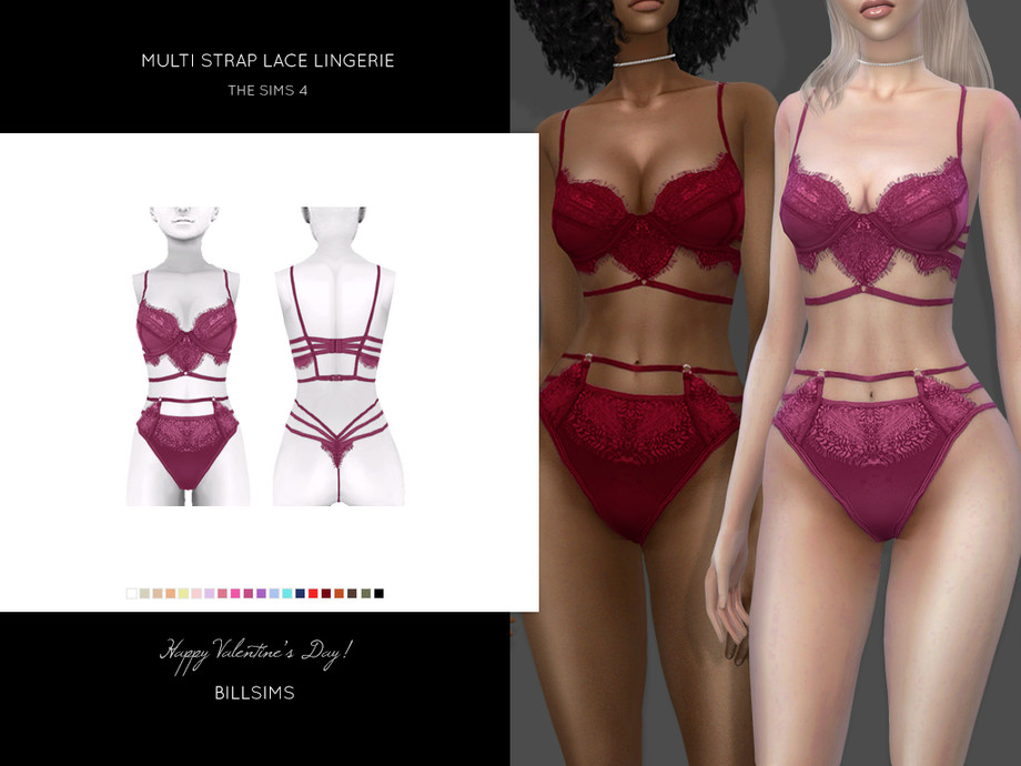 Zwei Sims mit unterschiedlichen Hauttönen, die beide dasselbe Sims 4 CC-Dessous-Set tragen.
