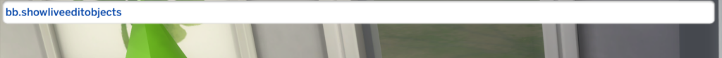 Ein Cheat-Dialogfeld von Die Sims 4, das den Live-Edit-Objekt-Cheat anzeigt.