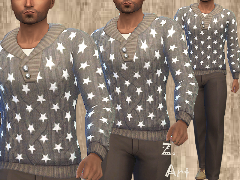 Ein Pullover, der mit Sternen in braun/grauer Farbe gestrickt ist