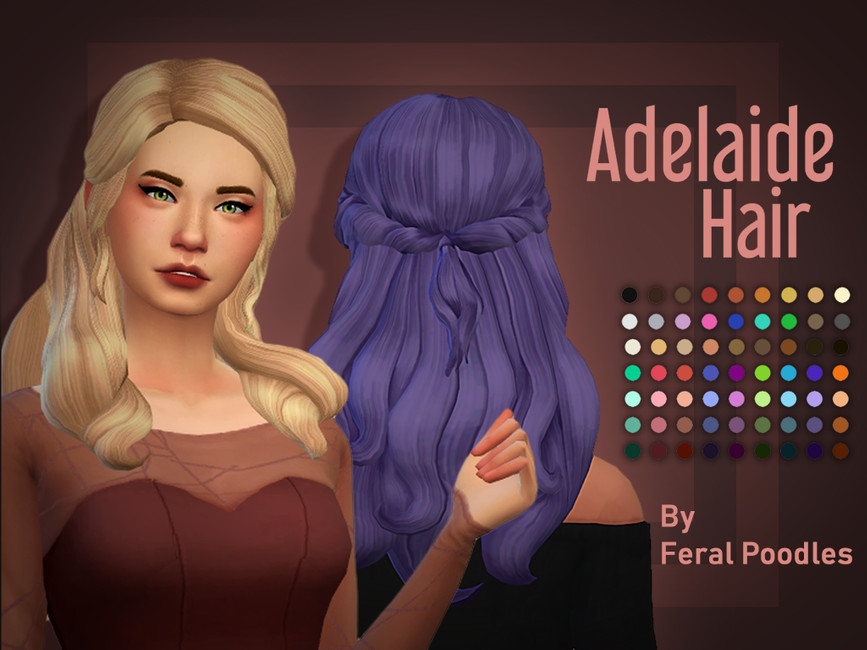 Ein Sim mit blondem Haar schaut in die Kamera und ein Sim mit violettem Haar schaut in die entgegengesetzte Richtung.