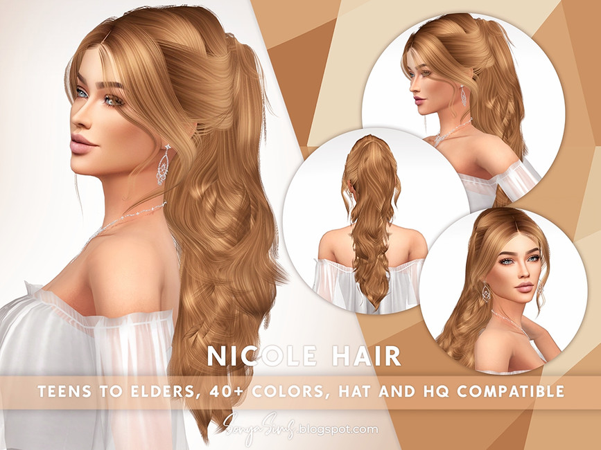 Ein Sim, der ein weißes durchsichtiges Oberteil mit silbernen Schmuckstücken trägt. Sie hat eine Alpha-CC-Frisur für eine Hochzeit in Die Sims 4.