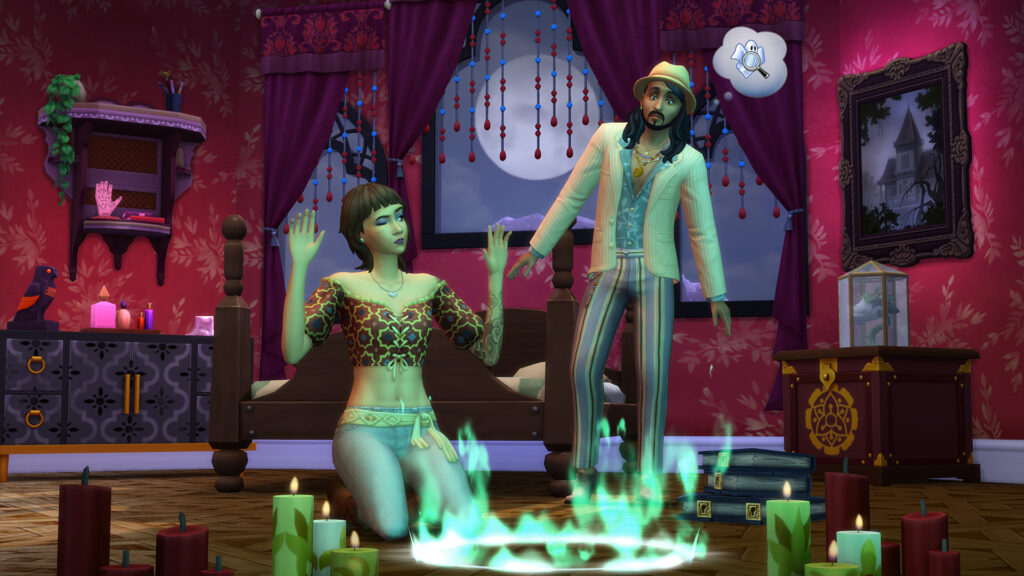 Zwei Sims halten eine Séance ab