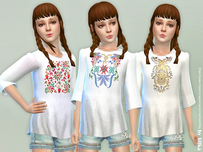 Eine niedliche, böhmisch inspirierte Sims 4 CC-Shirt-Option für Kinder
