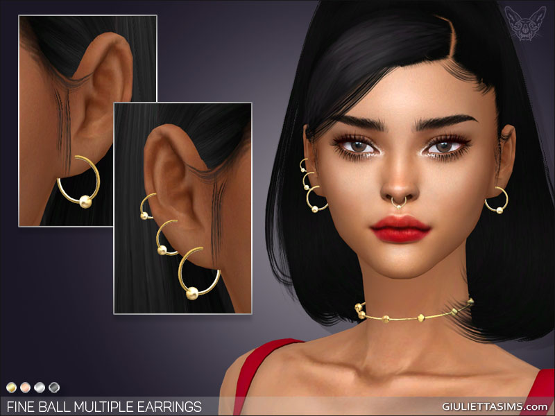 Ein Sim aus Die Sims 4 mit schwarzen Haaren in einem hohen Pferdeschwanz mit einem seitlichen Pony. Sie trägt ein leuchtend rotes Tanktop mit goldenen cc-Ohrringen.