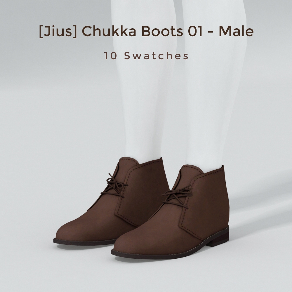 Ein Satz Sims 4 Schaufensterpuppenbeine mit einem Paar CC-Herrenschuhe darauf. Diese Schuhe sind aus braunem Leder mit kleinen, dünnen Schnürsenkeln.