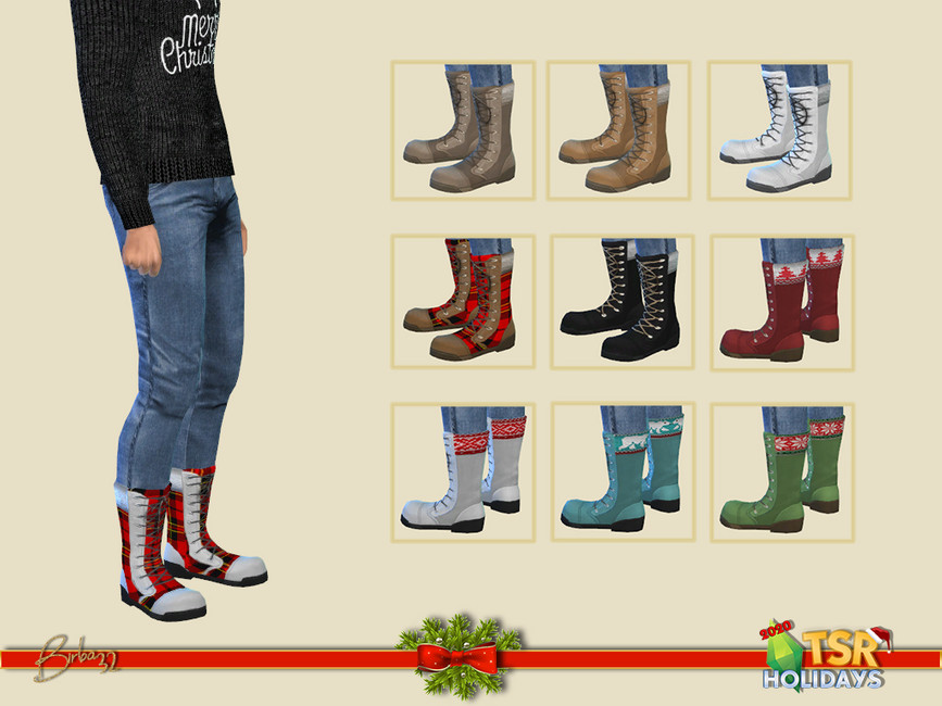 Ein Satz aus 9 Quadraten, die verschiedene Muster der Stiefel zeigen