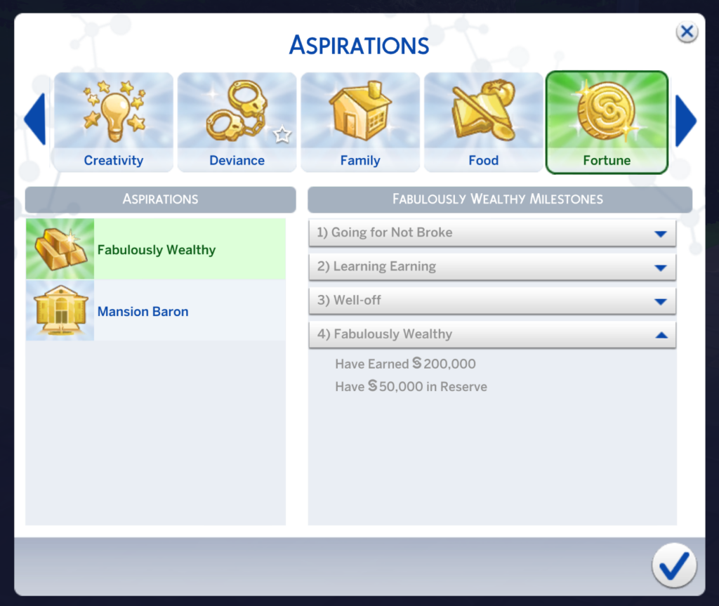 Sims 4 fabelhaft wohlhabendes Bestreben