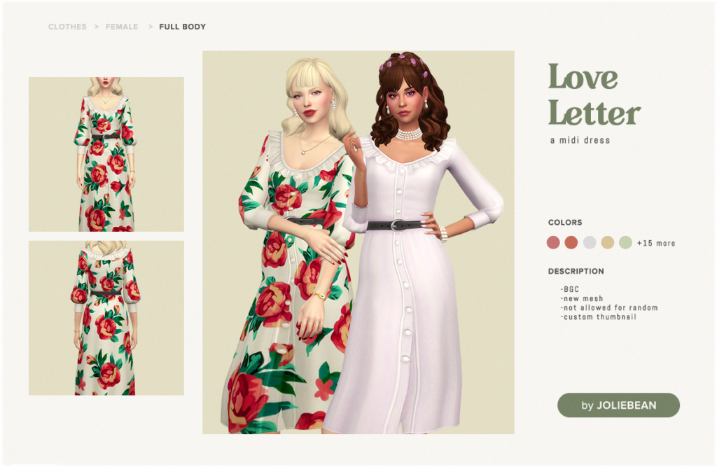 Ein schönes Knopfkleid für den Sims 4 CC Outfits Ordner