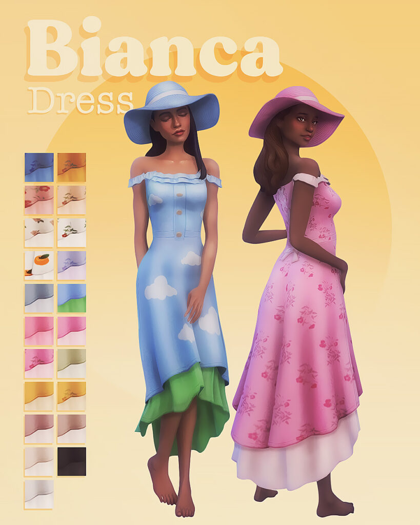 Das Bianca-Kleid mit lustigen Mustern wie Wolken oder Blumen