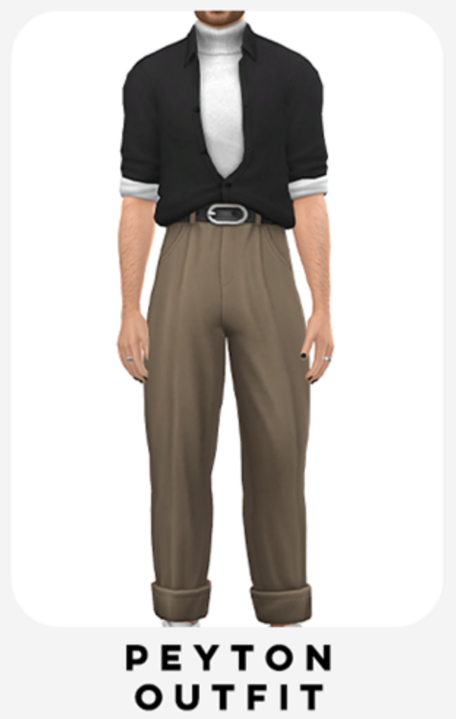 das Peyton-Outfit, bestehend aus einer Hose mit Gürtel und einem Pullover