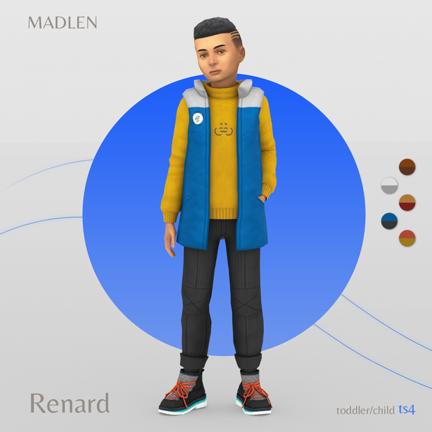 Ein männliches Kind in The Sims 4 mit einem CC-Outfit