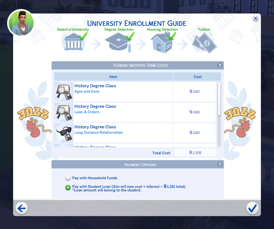 The Sims 4 University Enrollment Guide zeigt, wie man Studentendarlehen bezahlt