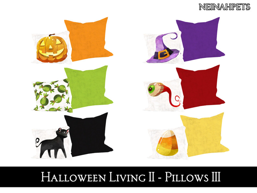Sechs Kissen mit Halloween-Designs