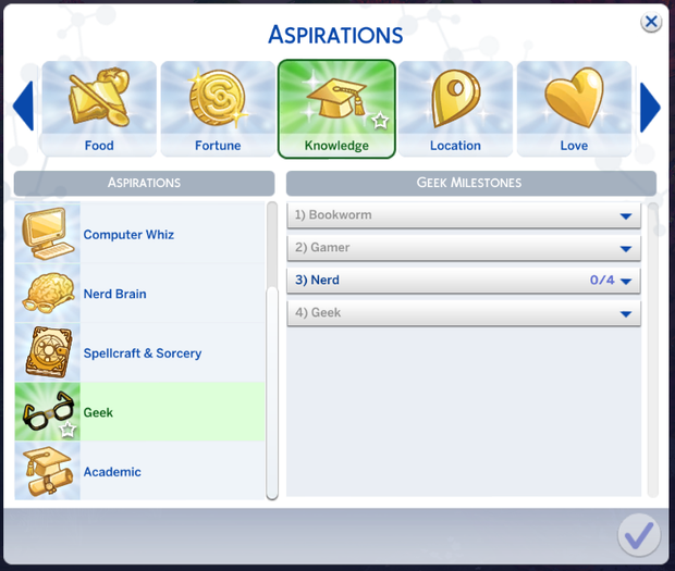 Geek Aspiration für die Sims 4