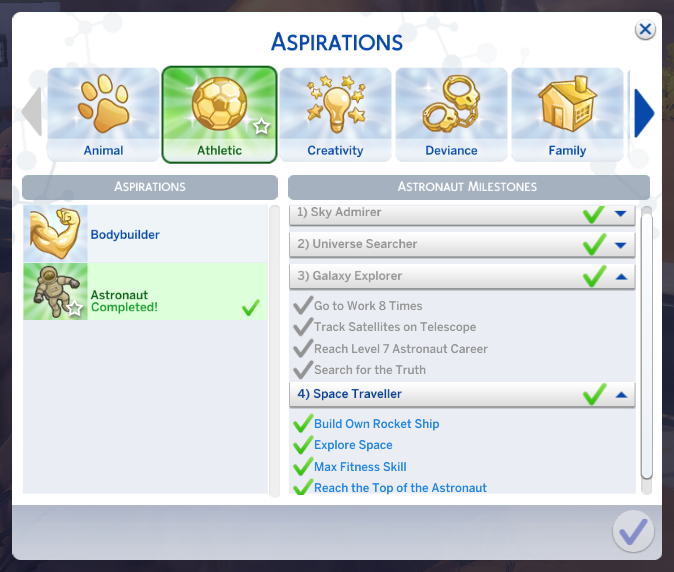 Astronauten-Aspiration für Sims 4