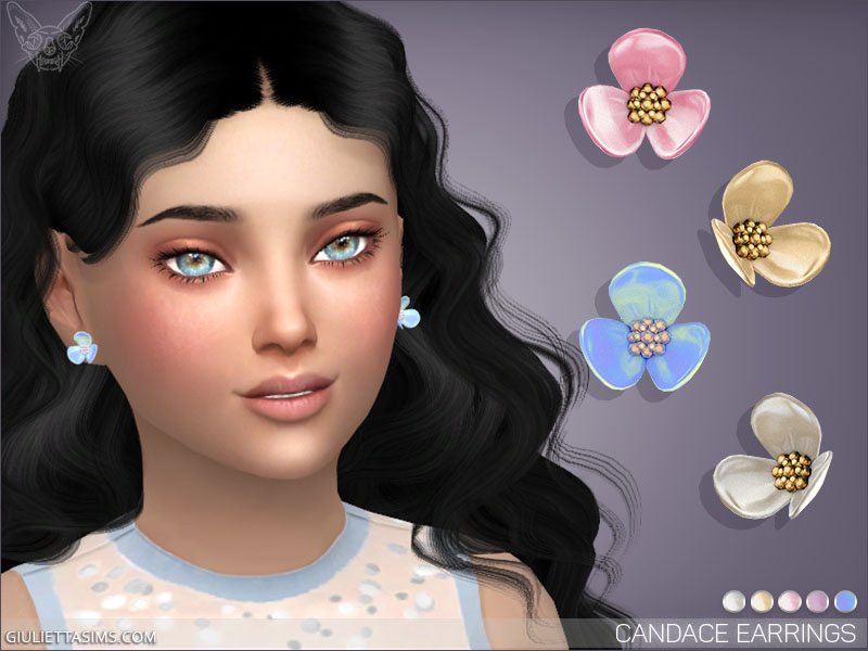 Ein Sim mit schwarzen Haaren, der florale Ohrringe trägt. Die Sims 4 CC Kinderohrringe!