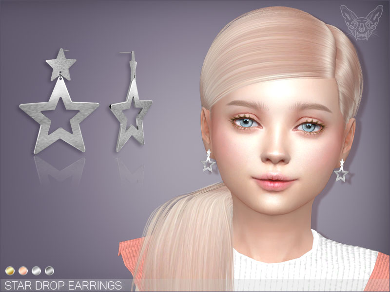Dieses Bild zeigt eine Sim mit blonden Haaren, die ein Paar Stern-Tropfen-Ohrringe trägt.