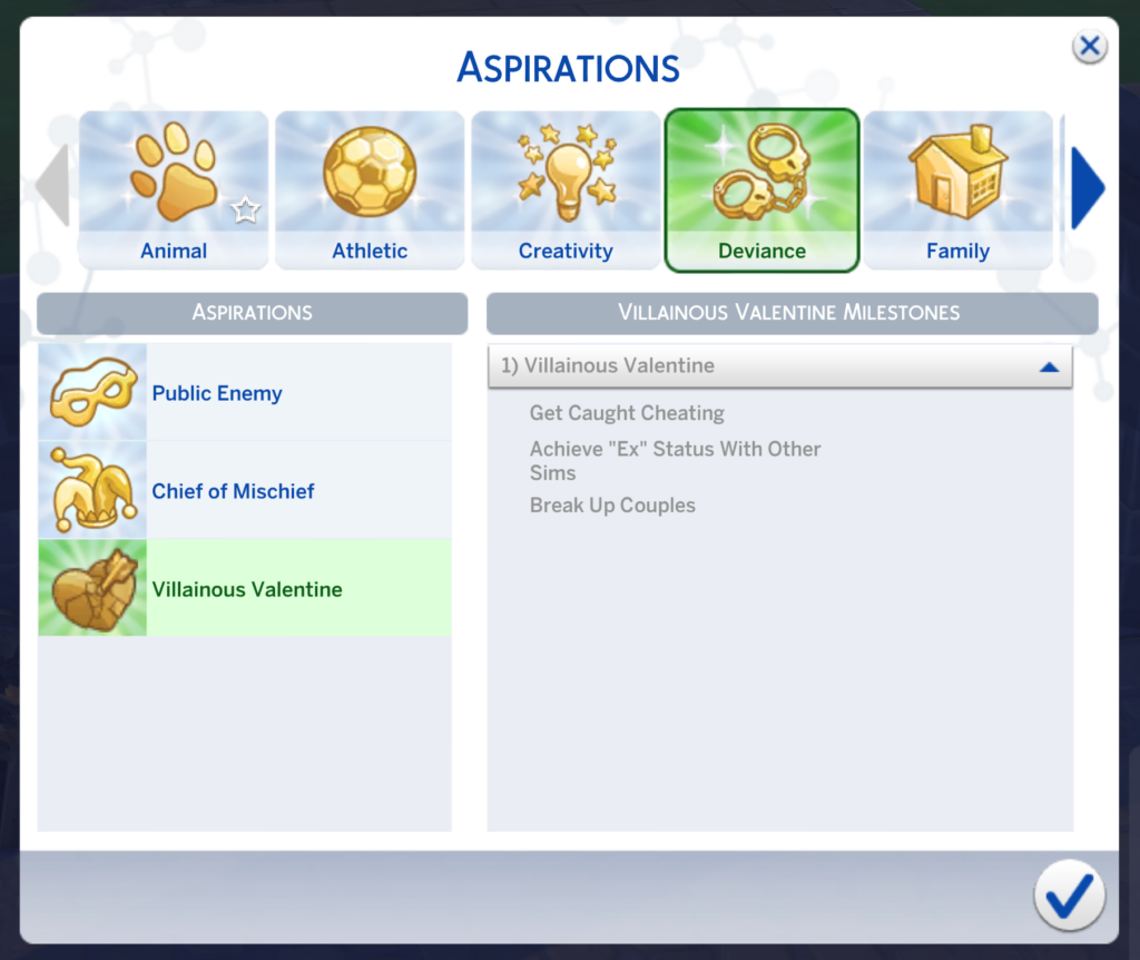 Die Sims 4 Bösartige Valentins-Aspiration Stufe