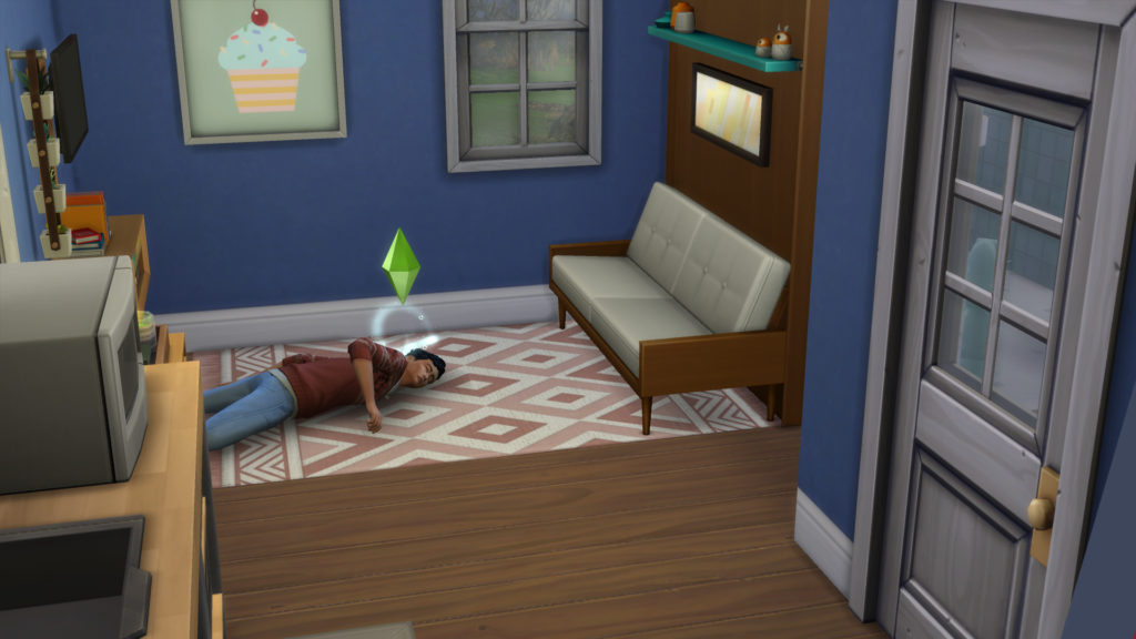 Ein Sim wird vom Murphy-Bett getötet